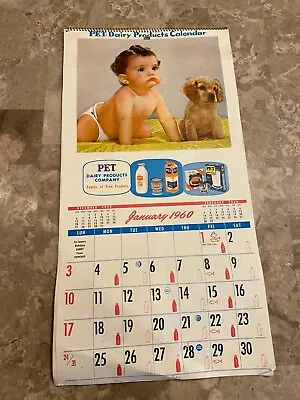 Vintage 1960 PET Dairy Products Advertising Calendar • $25.19