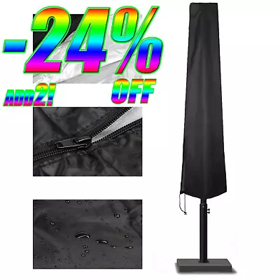 Large Heavy Duty Garden Parasol Cover Patio Umbrella Waterproof 1.9 X 0.3m Black • £6.59