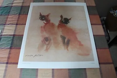 Kaiko Moti 1980's Siamese Cats Lithograph • $35