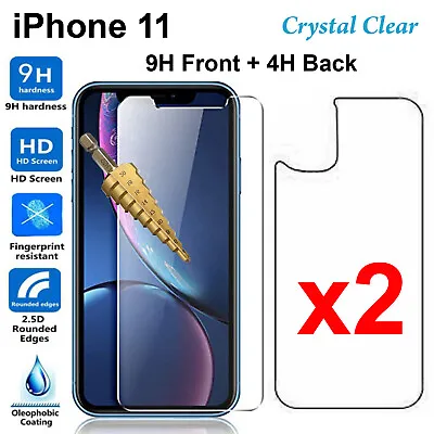 $8.50 • Buy X2 Tempered Glass 9H Guard Screen Protector For Apple IPhone 11 Front Film Back