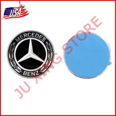 57mm Black Flat Hood Ornament Badge Paste Emblem For Mercedes Benz C-class W205 • $25.99