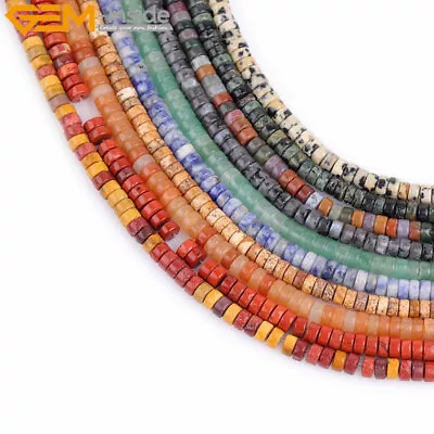 $5.32 • Buy 2x4mm Gemstones Rondelle Stones Heishi Spacer Loose Beads 15  Agate Jasper DIY