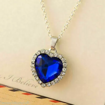 £5.95 • Buy Stunning Blue Titanic Necklace Heart Of The Ocean Pendant Jewellery Gift For Her