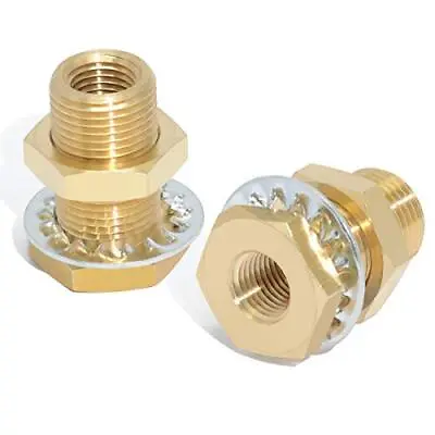 2PCS Bulkhead Brass Pipe Fitting 1/4 Inch NPT Female Thread To 1/4  NPT Female • $18.99