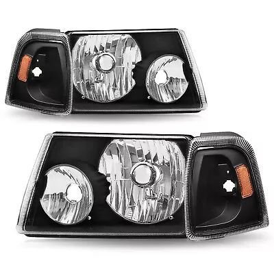 Black Housing Headlights For 01-11 Ford Ranger Amber Corner Signal Lamps Pair • $60.99