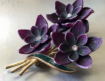 Vintage Ges Gesch Suffragette Violets Flower Bouquet Brooch Pin • $38