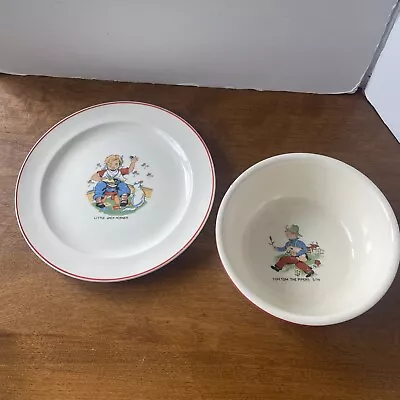 Little Jack Horner Plate 7½  And Tom Tom The Pipers Son Bowl Nursery Rhyme • $19.99