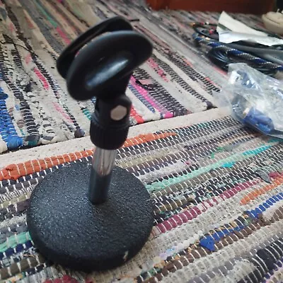 Desktop Table Desk Mic Microphone Stand W/ Clip Holder Mount Clamp Round Base • £5