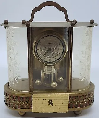 $349.99 • Buy Vintage 1950's SCHMID German Brass Music Box Mid Century 8 Day Deco Mantel Clock