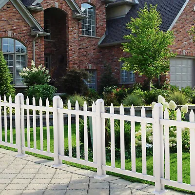 46'' Garden PVC Picket Fence Panel For Animal Barrier Border Yard Porch D??cor • $75.73