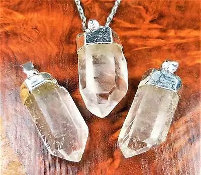 Quartz Crystal Point Pendant Silver Plated Necklace Charm Healing Crystals • $11.78