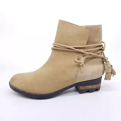 Sorel Farah Women's 6.5 Boots Beige Short Ankle Booties Suede Tassels • $49.99