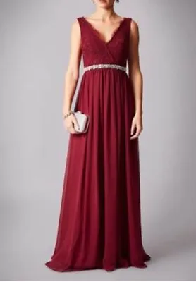 Mascara Curve Mc5181141 Size 26 Lace Shoulder Wine Red Evening Dress BNWT • £169.99