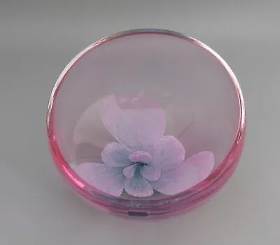 Vintage Caithness Tranquillity Half Moon Glass Magnolia Flower Bowl - Pink • £19.99