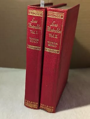 Antique Les Miserables By Victor Hugo Complete In Two Volumes Red & Gilt Design • $22.95