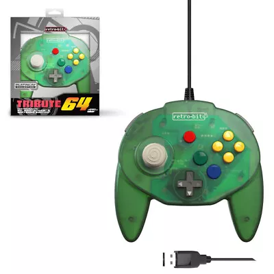  Retro-Bit PC/MAC Tribute 64 USB Wired Controller GREEN MODEL: RB-PC-0796 [F35] • $48.50