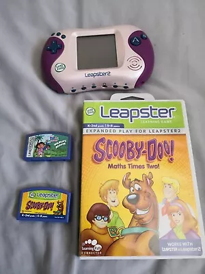 Leapfrog GREEN LEAPSTER 2 CONSOLE With 2 Games - In Working Order But No Pen • £15.99