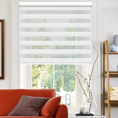 23''x72'' BERYNA HOME White Zebra Blinds: Light Filtering Window Shades • $28