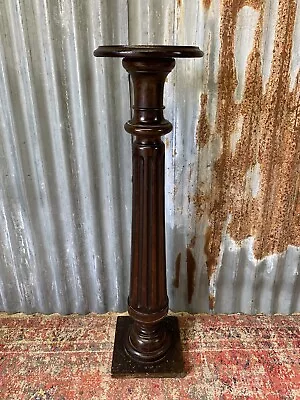 Antique Victorian Edwardian Mahogany Column Torchere Stand Jardiniere • £95