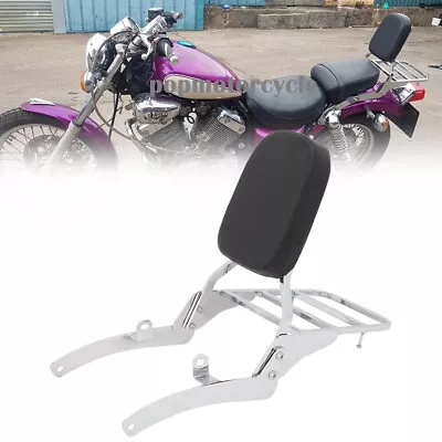 Chrome Backrest Sissy Bar W/Luggage Rack For Yamaha Virago 400 535 XV400 XV535 • $79.98