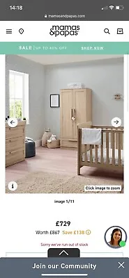 £600 • Buy Mamas And Papas Atlas 3 Piece Nursery Set - BRAND NEW UNOPENED STILL IN THE BOX