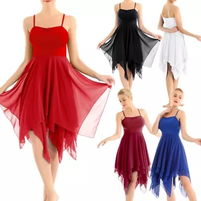 Womens Lyrical Dance Dress Ballroom Ballet Latin Dress Chiffon Dancewear Costume • £15.80