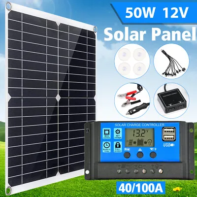 50W Solar Panel Kit Battery Charger & 100A Controller For Car Van Caravan Boat • £16.14