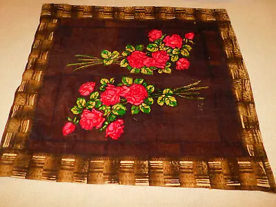 Antique Vtg CHASE Buggy Carriage Sleigh Horse Hair LAP BLANKET Brown W ROSES • $42.95