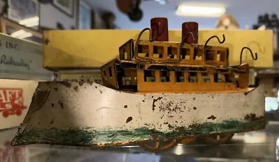 1904 D.P. Clark & Co. Tin Friction Toy Steam Boat Hill Climber Dayton. RARE! • $230