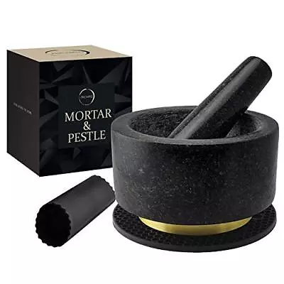 Mortar And Pestle Set 100% Natural Heavy Granite 5.5 Inch 2 Cups Capacity Solid • $38.84