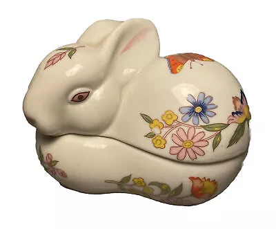 Trinket Box Rabbit Flowers Ceramic  • $8.50