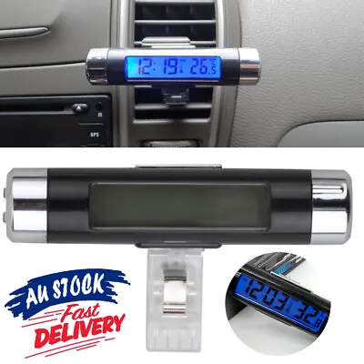 Black Dashboard Digital Car LCD Backlight Calendar Clock Blue Thermometer Time • $12.95