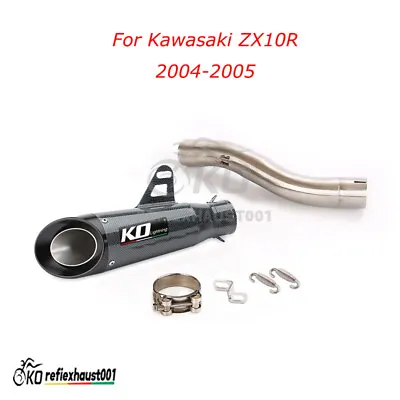 For Kawasaki ZX10R Mid Link Pipe Slip-on Motorcycle Exhaust System W/ Tail Pipe • $133