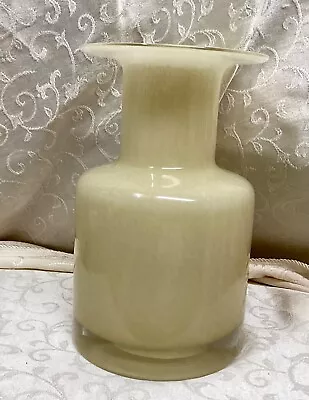 Mid Century Swedish ? Very Heavy Light Yellow Striated  Glass Vase Polished • $40