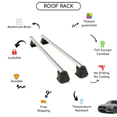 Bare Roof Rack Cross Bars Set For Volvo S60 2019 - 2021 • $154.24