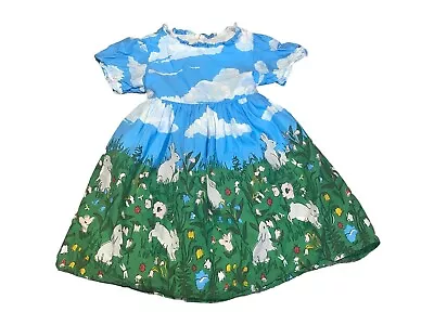 Mini Boden Girls Easter Spring Dress 4 5 Bunny Clouds Lined • $50