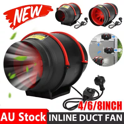 Silent Extractor Inline Fan Duct Hydroponic Exhaust Industrial Vent 4/6/8  Inch • $62.95