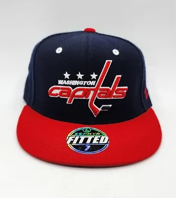 WASHINGTON CAPITALS Zephyr Blue/Red NHL Official Fitted Hat (Size 7) New W/ Tags • $19.99