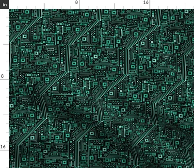 $18 • Buy Teal Computer Nerd Geek Robot Stem Tech Spoonflower Fabric By The Yard