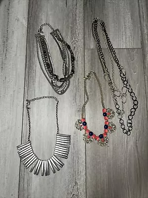 Lot Of 4 Vintage Metal Necklaces Variety Of Styles  • $15