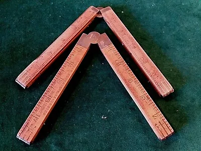 £4.98 • Buy 2 X Vintage 'John Rabone' Boxwood Rulers 24 , 2ft.,Brass Fittings