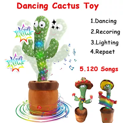 Dancing Cactus Repeat Talking Toy Electronic Plush Toy Can Sing Record Fun Gift • $14.24