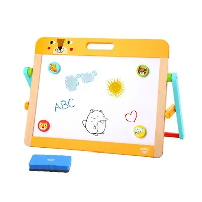 £29.99 • Buy Wooden Double Sided Table Top Easel Magnetic Whiteboard & Chalkboard Toddler Toy