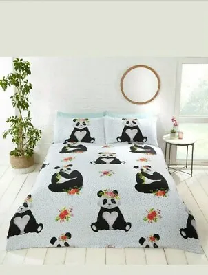 Rapport Cute Panda  Reversible Duvet Set  Double  Cheapest On Ebay • £16.50