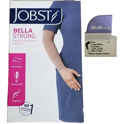 Jobst Bella Strong 30-40 MmHg Black Long Compression Arm Sleeve W/Band #102395 • $47.97