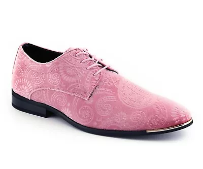 Amali Mens Velvet Paisley Lace Up Dress Shoes Designer Cap Toe Tuxedo Oxfords • $69.99