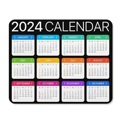 2024 Calendar Mouse Pad Square New Year 2024 Mousepad Black  • $11.95