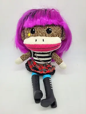 $12.99 • Buy Planet Sock Monkey Punk Rocker Girl Doll Plush Magenta Beetsch By Patch Products