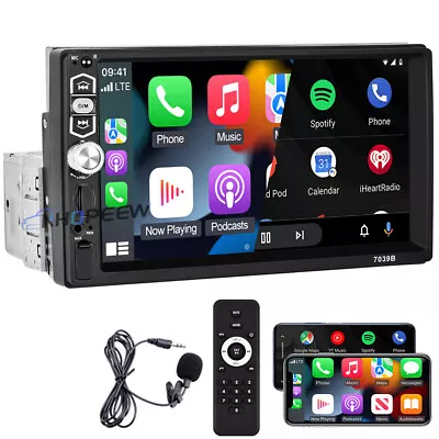 7  Single 1Din Touch Screen Car Stereo Radio For Apple/Android CarPlay Bluetooth • $44.64