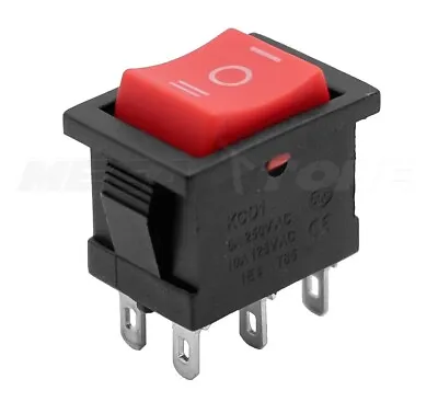 (1 PC) DPDT Mini Rocker Switch On-Off-On Red Button KCD1 6A/250VAC - USA SELLER! • $3.39